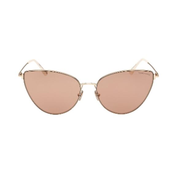 Tom Ford Anais 62mm Cat Eye Sunglasses Pale Gold Copper - Picture 1 of 14